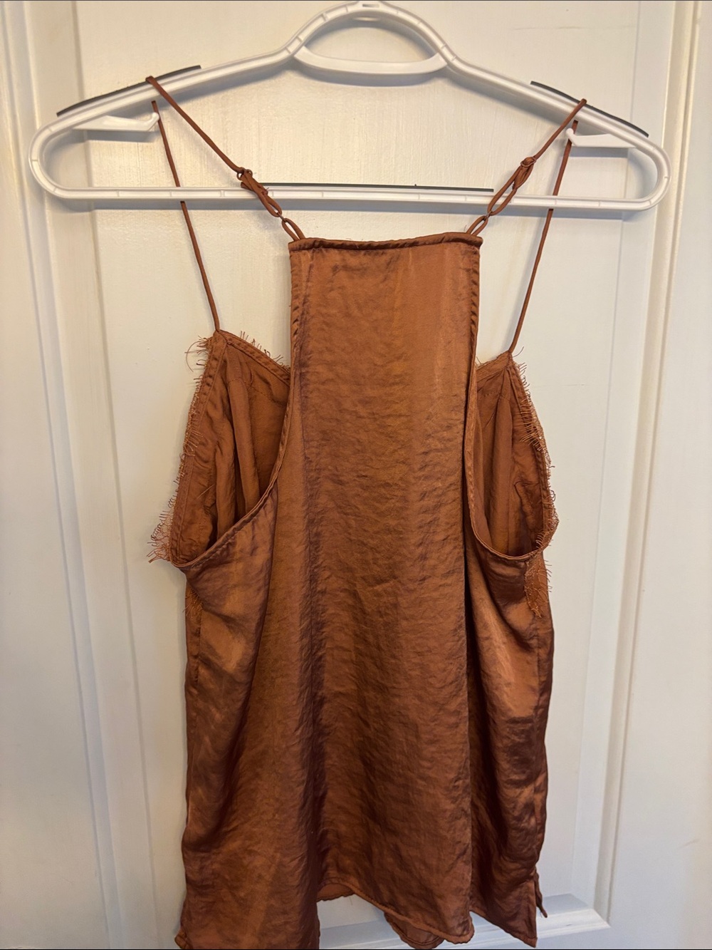 Nine West Rust-Brown Satin Lace-Trim Cami M - Picture 4 of 4